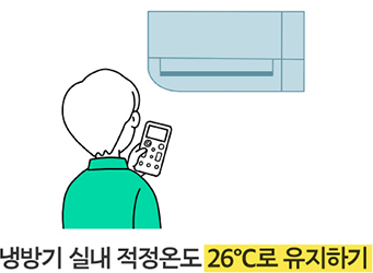 냉방기 실내 적정온도 26℃로 유지하기
